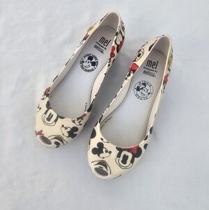 Mini Melissa Cream and Black Disney Character Flats